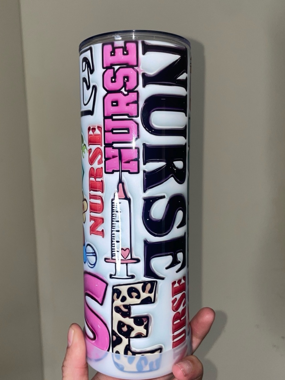 Nurse Themed Pink and White Stainless Tumbler